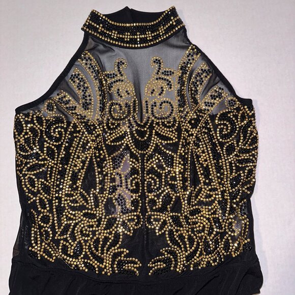 Venus Black Sparkle Choker Neck Halter Top Bodysuit Womens Large NWT - Picture 2 of 10